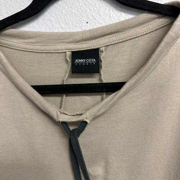 Jonny Cota Mens Drawstring Long Sleeve Shirt In Bone  Bamboo Blend Size Small - Picture 2 of 7